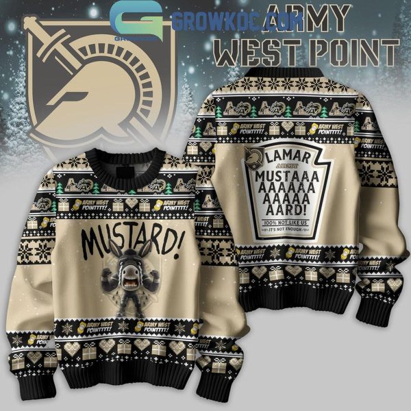 Army West Point Mustard Not Like Us Christmas Ugly Sweater