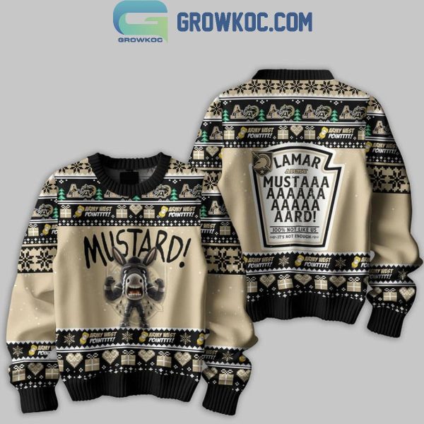 Army West Point Mustard Not Like Us Christmas Ugly Sweater