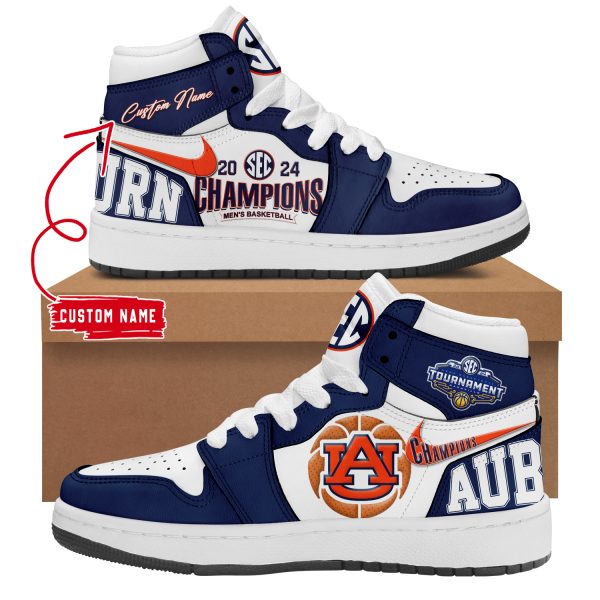 Auburn Tigers 2024 SEC Tournament Champion Personalized Air Jordan 1 Shoes