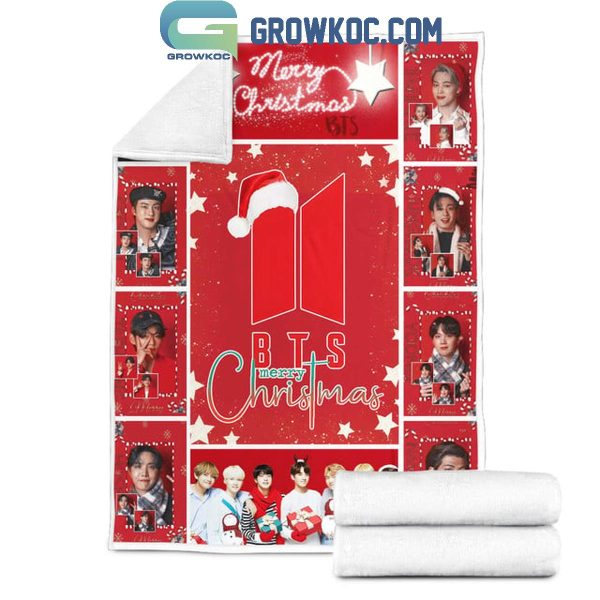 BTS Merry Christmas 2024 Holidays For Us Fleece Blanket Quilt