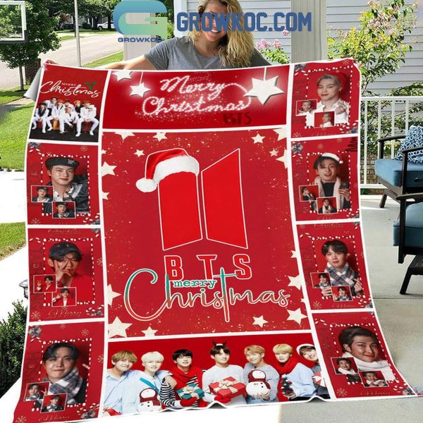 BTS Merry Christmas 2024 Holidays For Us Fleece Blanket Quilt