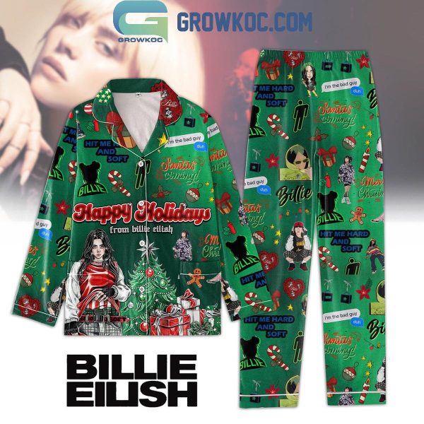 Billie Eilish Happy Holidays Christmas 2024 Polyester Pajamas Set