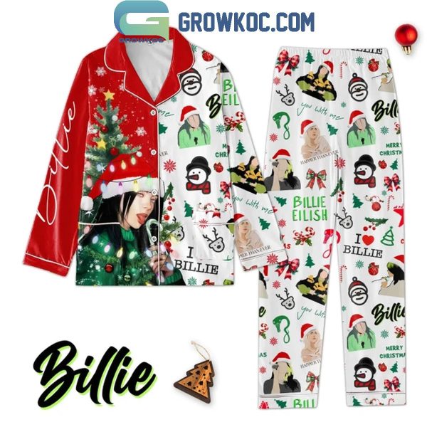 Billie Eilish I Love Eilish Merry Christmas 2024 Polyester Pajamas Set