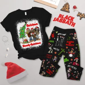 Black Sabbath Christmas Xmas Bloody Christmas 2024 Fleece Pajamas Set