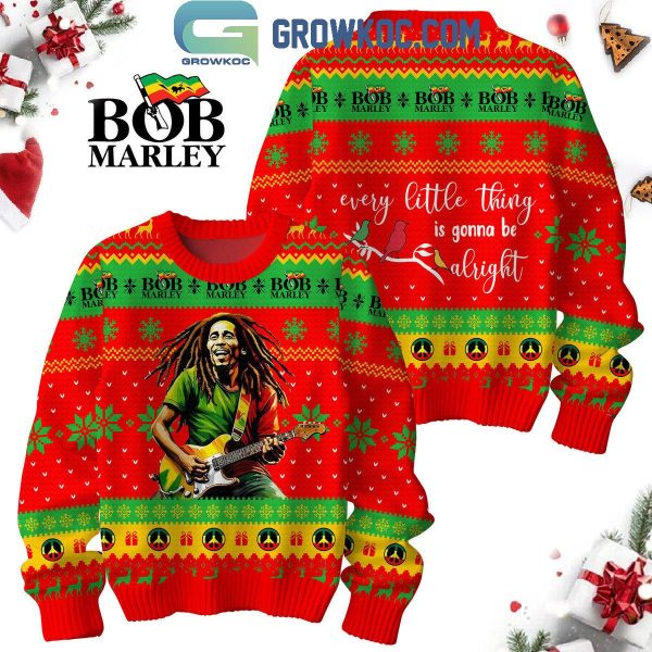 Bob Marley Every Little Things Is Gonna Be Alright Merry 2024 Christmas Ugly Sweater