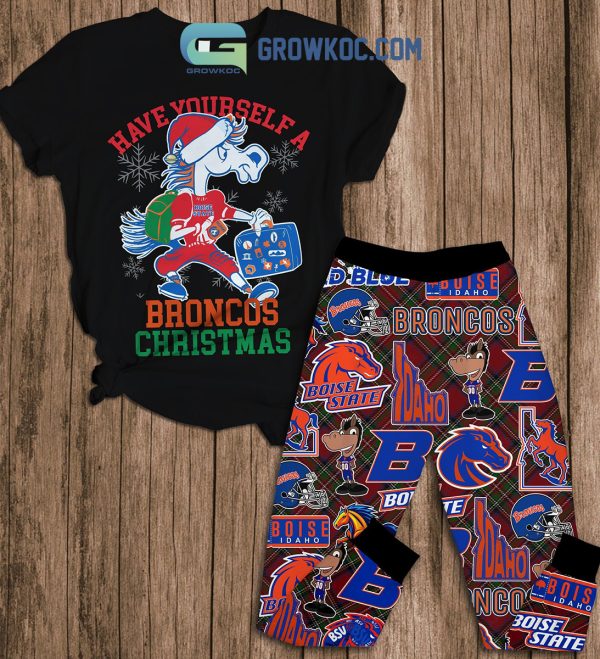 Boise State Broncos Have Yourself A Broncos Christmas 2024 Fleece Pajamas Set