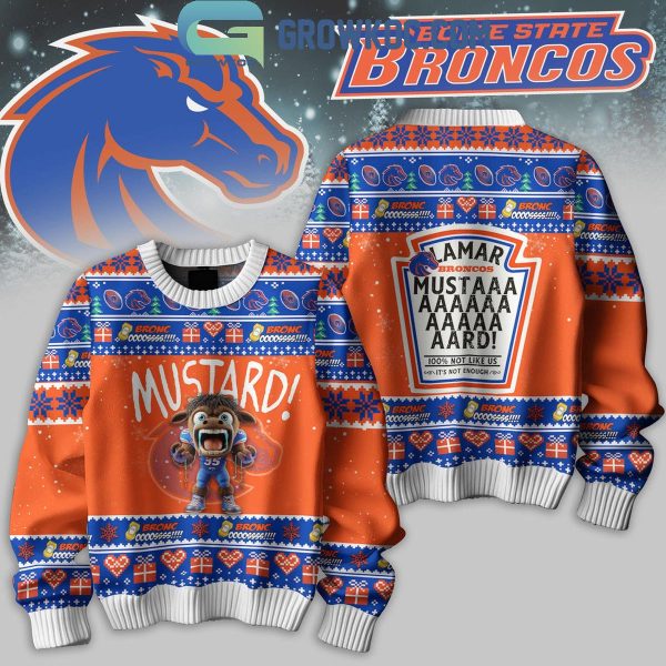 Boise State Broncos Mustard Kendrick Lamar Christmas Ugly Sweater