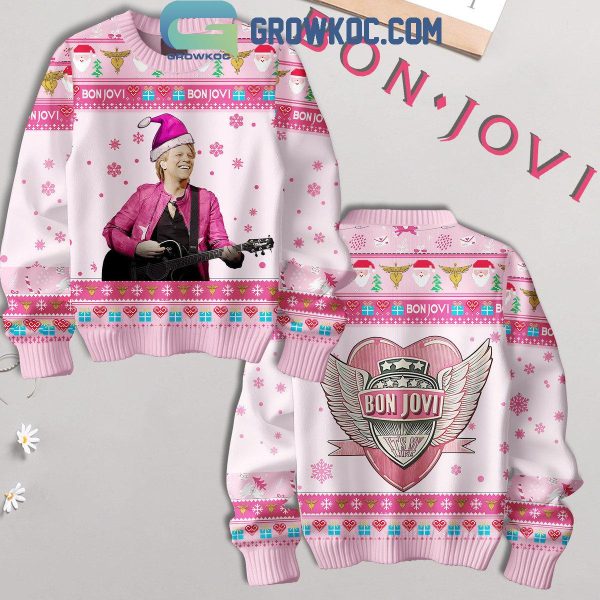 Bon Jovi My Pink Love For You Christmas 2024 Ugly Sweater