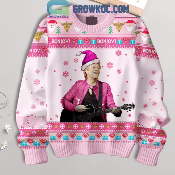 Bon Jovi My Pink Love For You Christmas 2024 Ugly Sweater