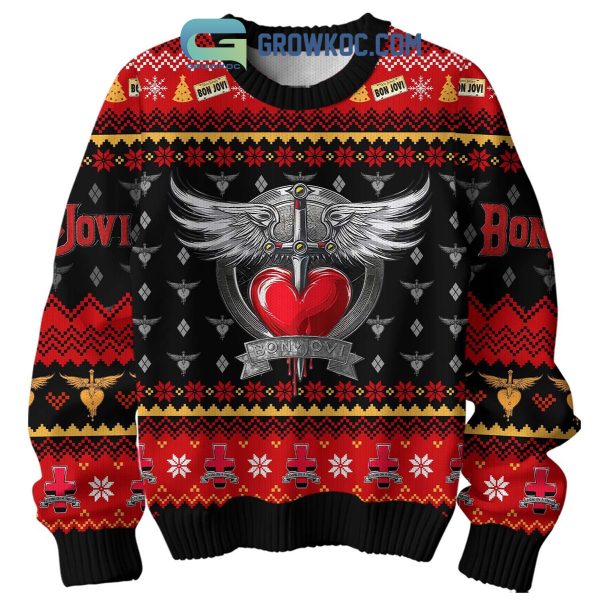 Bon Jovi Waiting For 2024 Christmas Fan Ugly Sweater