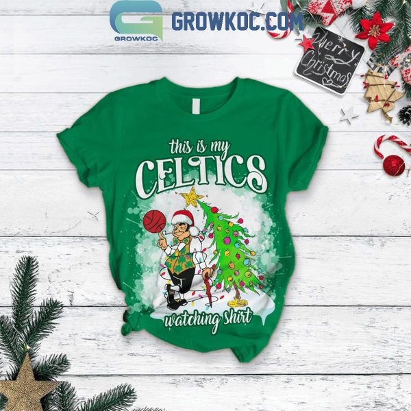 Boston Celtics This Is My Celtics Watching Christmas Fleece Pajamas Set