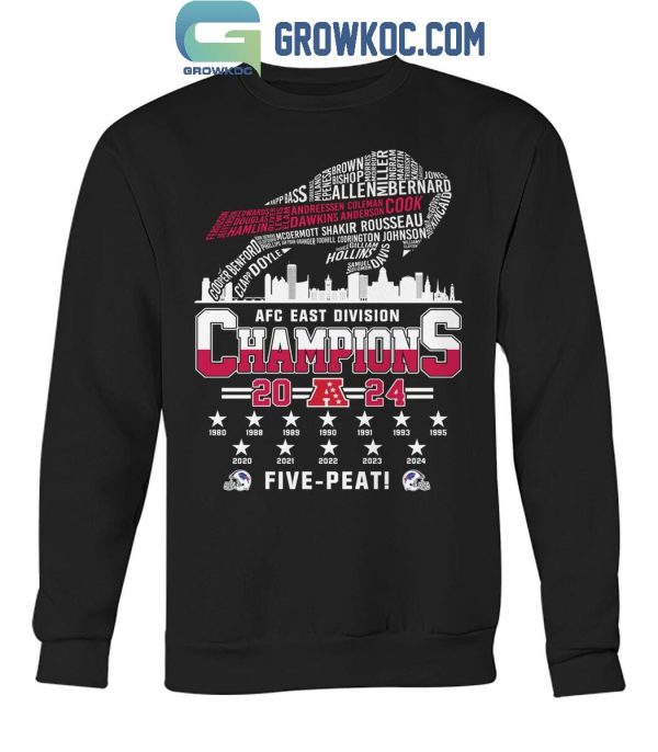 Buffalo Bills 2024 Champions AFC East Division Five-Peat Celebrate T-Shirt