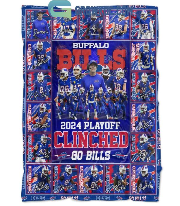 Buffalo Bills Clinched Go Bills 2024 Playoff Fleece Blanket Quilt