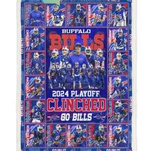 Buffalo Bills Clinched Go Bills 2024 Playoff Fleece Blanket Quilt