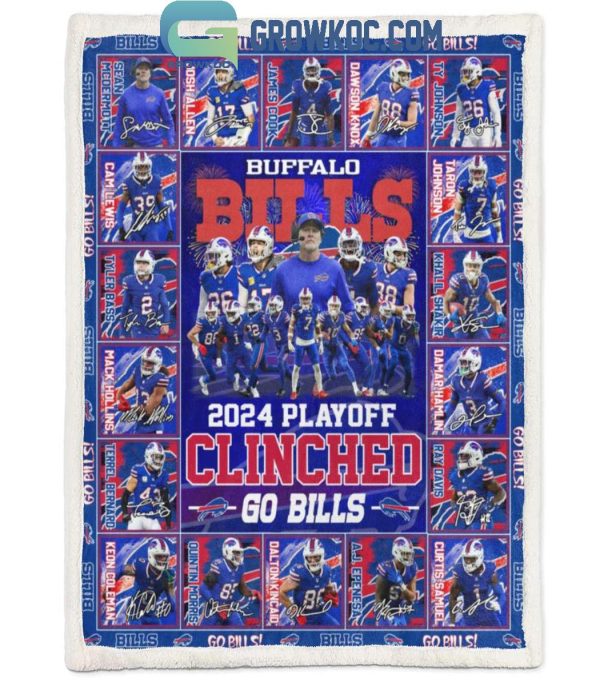 Buffalo Bills Clinched Go Bills 2024 Playoff Fleece Blanket Quilt