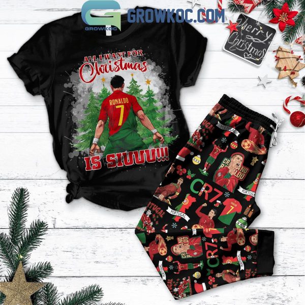 CR7 Cristiano Ronaldo All I Want Is Siuu 2024 Christmas Fleece Pajamas Set