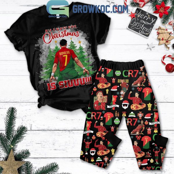 CR7 Cristiano Ronaldo All I Want Is Siuu 2024 Christmas Fleece Pajamas Set