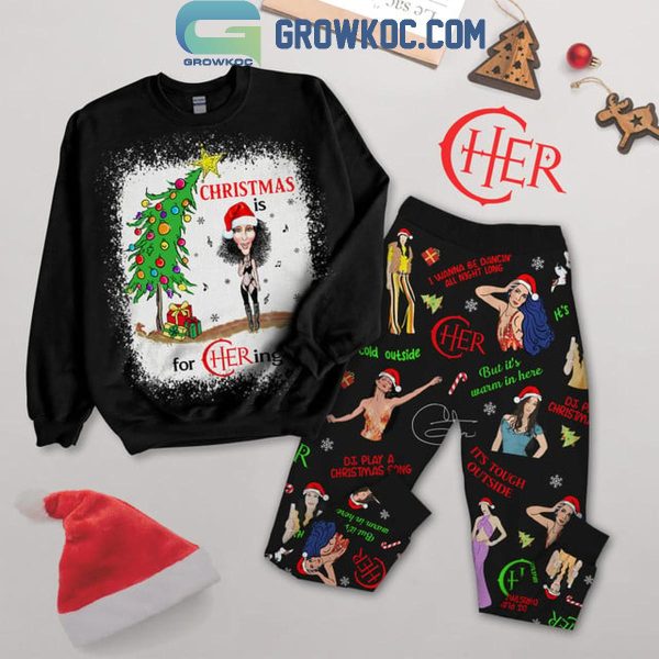 Cher Christmas Is For Chering Cheering 2024 Fleece Pajamas Set