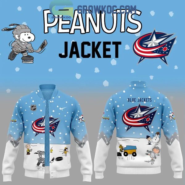 Columbus Blue Jackets Snoopy Celebrating Peanuts Winter Break 2024 Baseball Jacket