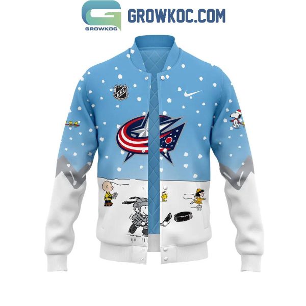 Columbus Blue Jackets Snoopy Celebrating Peanuts Winter Break 2024 Baseball Jacket