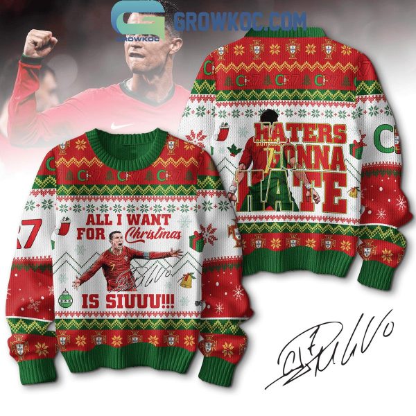 Cristiana Ronaldo Haters Gonna Hate Siuu In Christmas Ugly Sweater