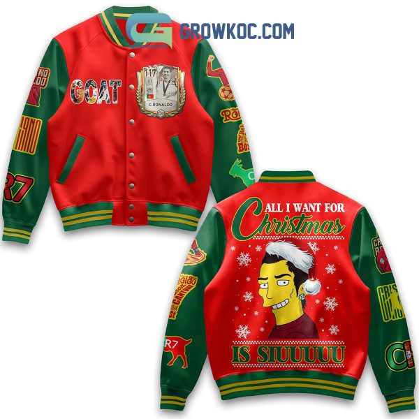 Cristiano Ronaldo The Simpson Siuu Is All I Want For Christmas Baseball Jacket