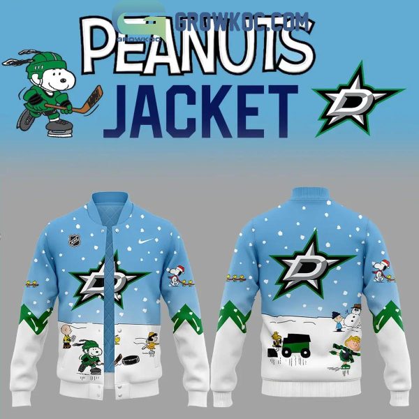 Dallas Stars Snoopy Celebrating Peanuts Winter Break 2024 Baseball Jacket