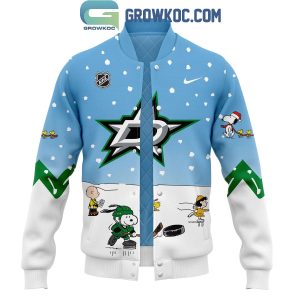 Dallas Stars Snoopy Celebrating Peanuts Winter Break 2024 Baseball Jacket