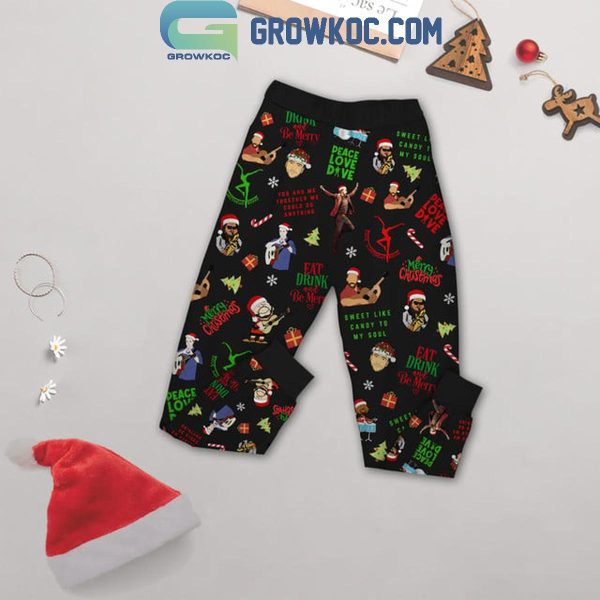 Dave Matthews Band Peace Love Dave 2024 Merry Christmas Fleece Pajamas Set