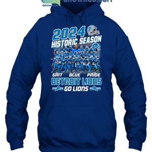 Detroit Lions Historic Season Go Lions With Grit Blue Pride 2024 T-Shirt