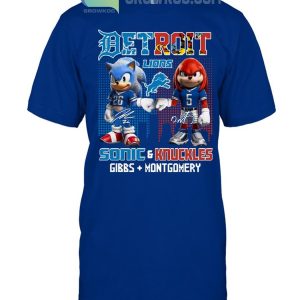 Detroit Lions Sonic And Knuckles Gibbs And Montgomery 2024 T-Shirt