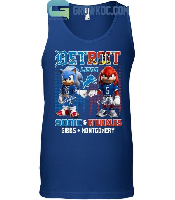 Detroit Lions Sonic And Knuckles Gibbs And Montgomery 2024 T-Shirt