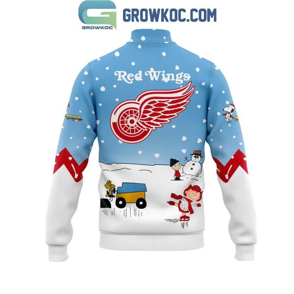 Detroit Red Wings Snoopy Celebrating Peanuts Winter Break 2024 Baseball Jacket