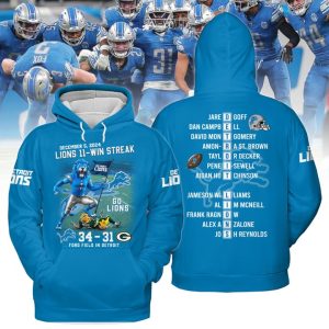 Detroit Lions Ford Field In Detroit Victory 11 Wins Streak Hoodie T-Shirt