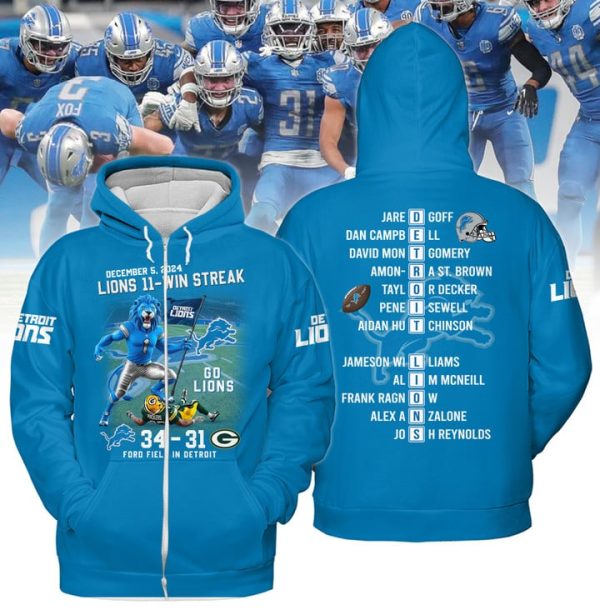 Detroit Lions Ford Field In Detroit Victory 11 Wins Streak Hoodie T-Shirt