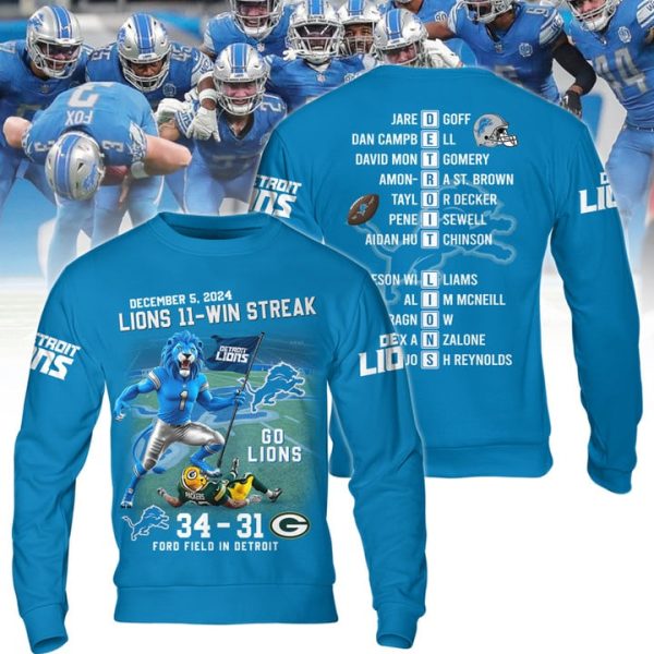 Detroit Lions Ford Field In Detroit Victory 11 Wins Streak Hoodie T-Shirt