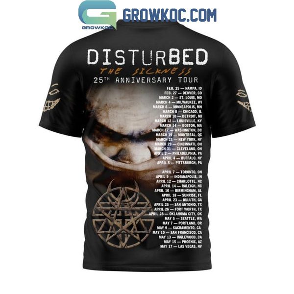 Disturbed The Sickness 25th Anniversary Tour 2025 Hoodie T-Shirt