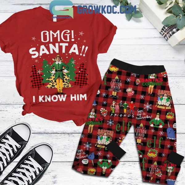 Elf Christmas Movies OMG I Know Santa Fleece Pajamas Set