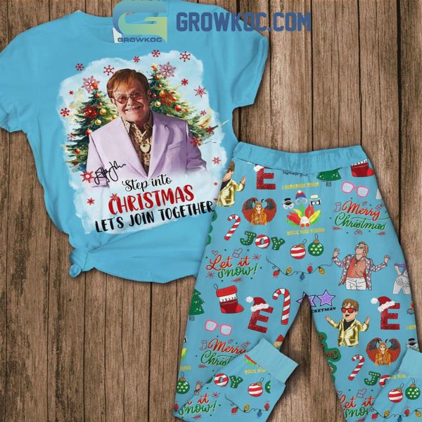 Elton John Step Into Christmas Let’s Join Together Fleece Pajamas Set