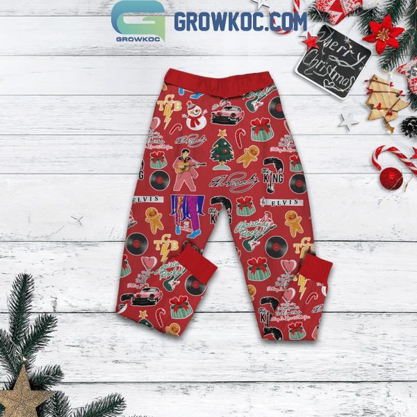 Elvis Presley All I Want Is Presley Christmas Fleece Pajamas Set