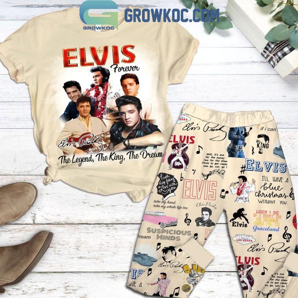 Elvis Presley Forever The Legend The King The Dream Christmas Fleece Pajamas Set