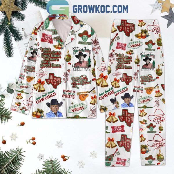 George Strait Blame It On My Roots Christmas 2024 Polyester Pajamas Set