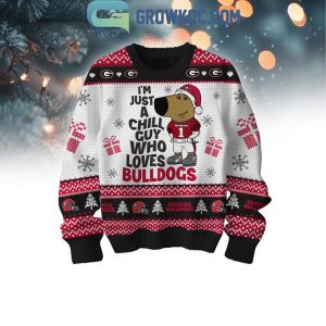 Georgia Bulldogs I’m Just A Chill Guy Who Loves Bulldogs Christmas Ugly Sweater