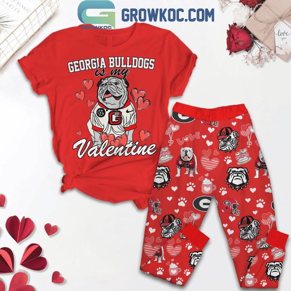 Georgia Bulldogs Is My Valentine 2025 Fleece Pajamas Set