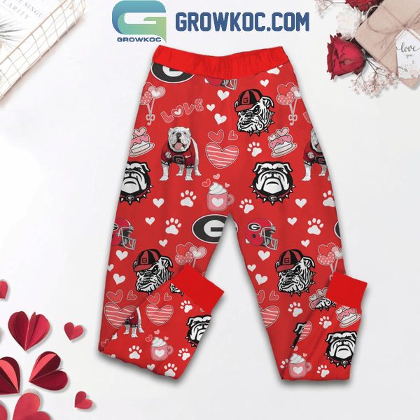 Georgia Bulldogs Is My Valentine 2025 Fleece Pajamas Set