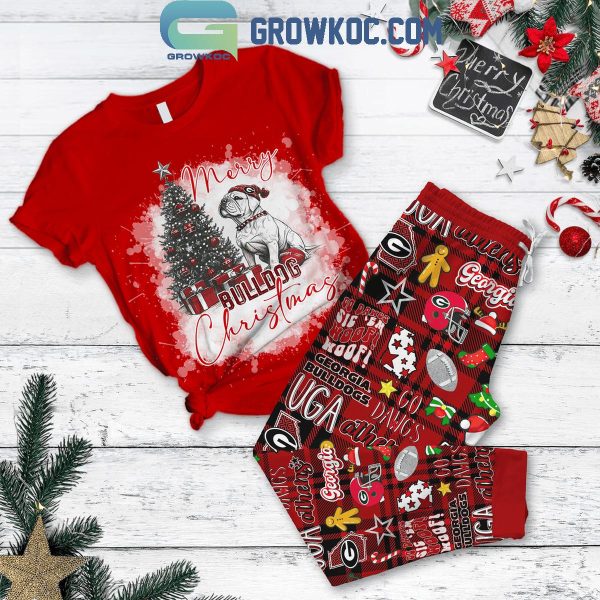 Georgia Bulldogs Merry Bulldogs Xmas 2024 Christmas Fleece Pajamas Set