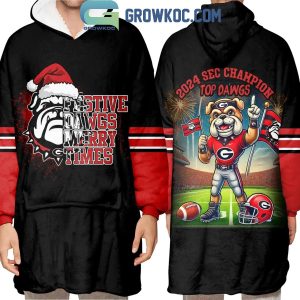 Georgia Bulldogs SEC Champions Top Dawgs 2024 Christmas Oodie Hoodie Blanket