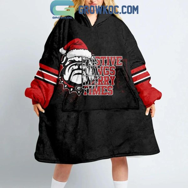 Georgia Bulldogs SEC Champions Top Dawgs 2024 Christmas Oodie Hoodie Blanket