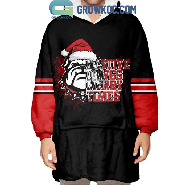 Georgia Bulldogs SEC Champions Top Dawgs 2024 Christmas Oodie Hoodie Blanket