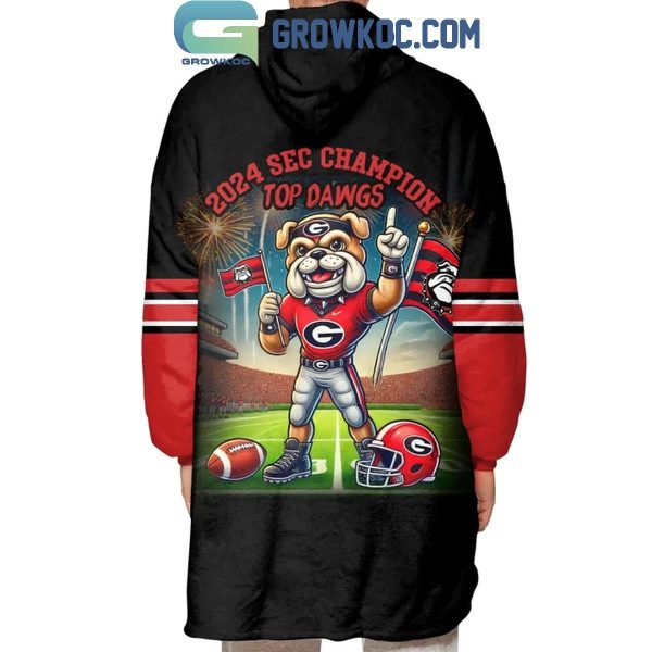 Georgia Bulldogs SEC Champions Top Dawgs 2024 Christmas Oodie Hoodie Blanket